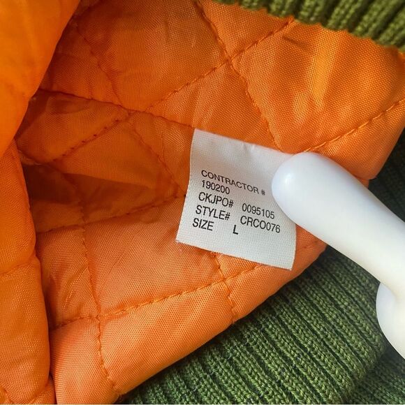 Vintage Y2K Calvin Klein Bomber Jacket Green orange interior Size Large - Picture 10 of 13